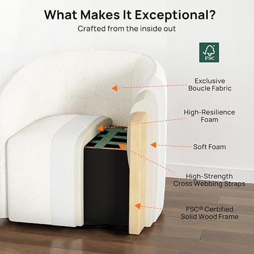 Oversized Boucle Swivel Chair with 82L Storage, Barrel Accent Chairs, White | Fully Washable Comfy Single Sofa Chair, Modern Swivel Chair for Living Room, Cloud Armchair for Bedroom, Nursery,Sherpa&Teddy thumbnail 5