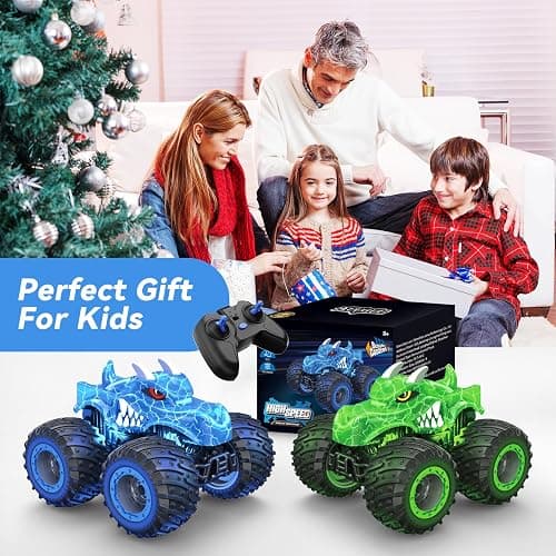 AUUGUU Remote Control Car, 2.4GHz Monster Trucks Toys with Light Spray, Birthday Gift for Kids 3 4 5 6 7 8, All Terrain RC Cars, Toddler Toys for Boys Girls 3+ Year Old thumbnail 6
