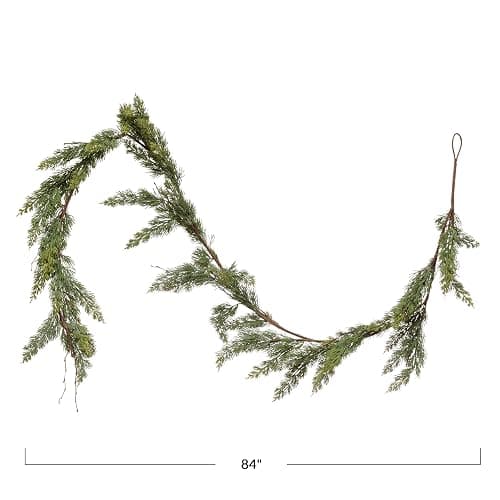 Creative Co-Op 84" L Faux Cedar Garland, Green thumbnail 2