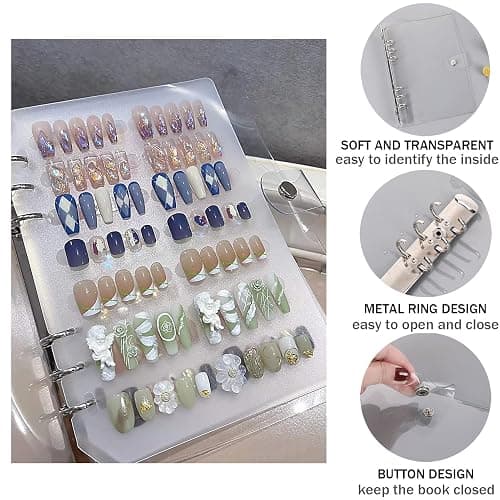 GUXACU Press On Nail Organizer 10 PCS Clear Empty Press On Nail Storage Press On Nail Packaging for Fake Nail Storage Nail Display Book Nail Salon Press On Nail Supplies Organizer with Nail Tape thumbnail 3