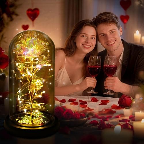 Childom Mothers Day Mom Gifts for Mom,Birthday Gifts for Women Moms Grandma,Flowers for Delivery Prime,Colorful Light Up Rose in A Glass Dome,Anniversary Valentines Roses Gift for Her Wife Daughter thumbnail 2