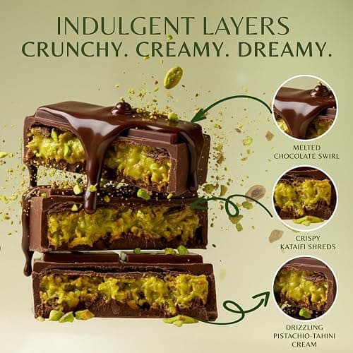 Dubai Chocolate Bar Kit Master Make at Home Set with Pistachio Cream, Tahini Mix, Dried Kataifi, Milk Choco Melting Wafers, Jumbo Bar Mold & Step-by-Step Guide – Unique Premium Gift for Dessert Lovers thumbnail 3