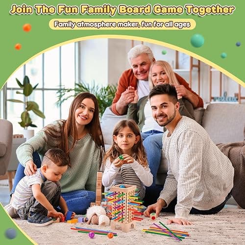 Montessori Game Wooden Board Game, 42 Colorful Wooden Sticks Dice Game Math Educational Toys for 3 4 5 6 Years Old, Fine Motor Skills Toys & Counting Toy Family Game Travel Toys Gifts for Kids thumbnail 6