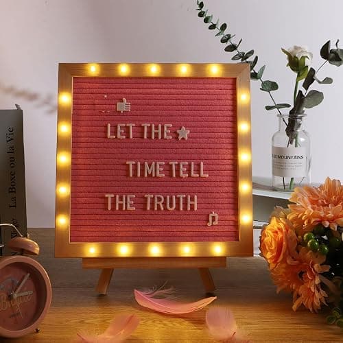 Pink Felt Letter Board with Stand, Built-in LED Lights With Tripod Stand and Wall Mount Hanger for Party Home Decor(10x10),Menu Board, 340 Letters for Custom Sign Messages, Party Planning (Pink) thumbnail 4