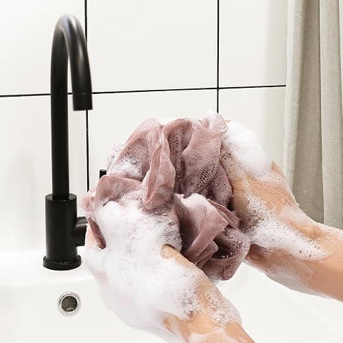 Tbestmax 4 Pack Mesh Pouf Bath Sponge - Mesh Loofah Body Exfoliating Shower Ball Shower Sponge thumbnail 5