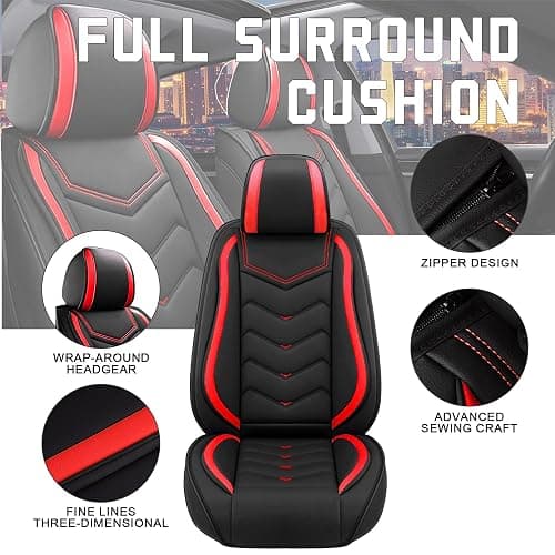 Car Seat Covers for Dodge Durango 2000-2025, Stylish Sport Seat Cover, Premium Nappa Leather Car Seat Cover. Automobile Seat Covers Sets.(Standard 5 Seats/Black Red) thumbnail 2