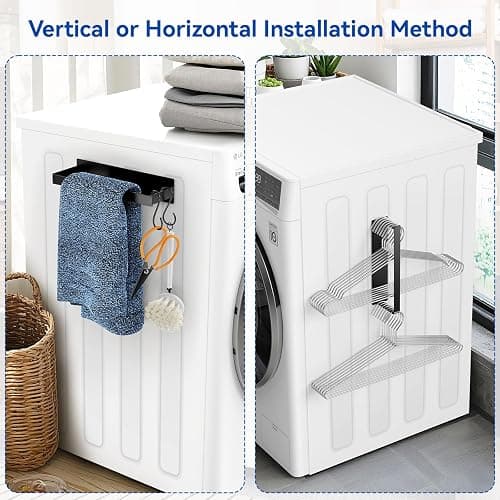 Laundry Room Organization and Storage Magnetic Dryer Ball Holder with Magnetic Hanger Holder, Magnetic Lint Bin for Washer Dryer, Iron Basket Dryer Ball Container, Magnetic Laundry Organizer (Black) thumbnail 6