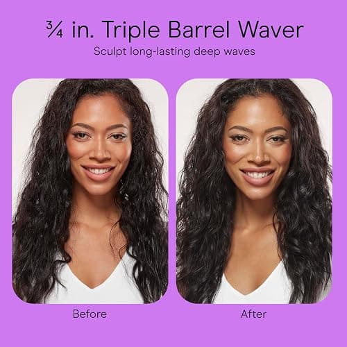 Conair Double Ceramic 3 Barrel Curling Iron, Triple Barrel Waver Hair Tool Creates Deep, Continuous Waves, Hair Curler for All Hair Lengths, White/Rose Gold thumbnail 9