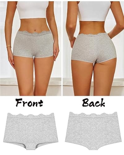 UNDER THE SEA Boy Shorts Underwear for Women Cotton Boxer Briefs Full Covreage Lace Boyshort Womens Panties 6 Pack thumbnail 3
