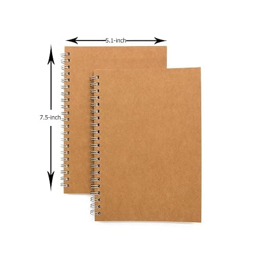 Soft Cover Spiral Notebook Journal 2-Pack, Blank Sketch Book Pad, Wirebound Memo Notepads Diary Notebook Planner with Unlined Paper, 100 Pages/ 50 Sheets, 7.5 inch x 5.1 inch (Brown) thumbnail 2