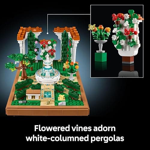 LEGO Icons Fountain Garden Building Set - DIY Kit for Adults, Ages 18+ - Miniature Craft Building Blocks for Home Decor, Display - Gift for Birthdays - with Cypress Trees and Grape Vines - 10359 thumbnail 5