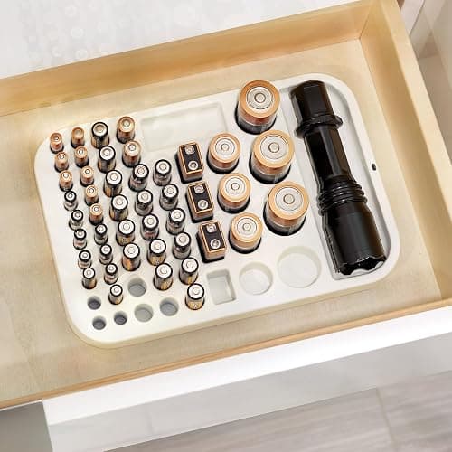 iDesign Recycled Plastic Divided Battery Organizer Insert, 7.6" x 11.1" x 1", Coconut thumbnail 4