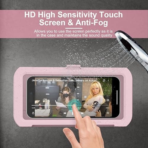 URROY Shower Phone Holder Waterproof, 360° Rotation Shower Phone Case, Anti-Fog High Sensitivity Universal Cover Mount Stand for Bathroom Wall Mirror Bathtub Kitchen, Gift for Men Women thumbnail 6
