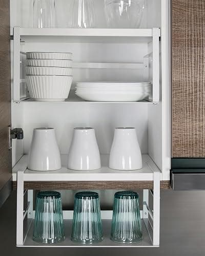 Nxconsu 2Pack Under Shelf Storage Basket Organizer Hanging Holder for Kitchen Cabinet Pantry Cupboard Closet Desk Bookshelf Organization Space Saver Heavy Duty Slide-in Adjustable Mounting Clamp White thumbnail 6