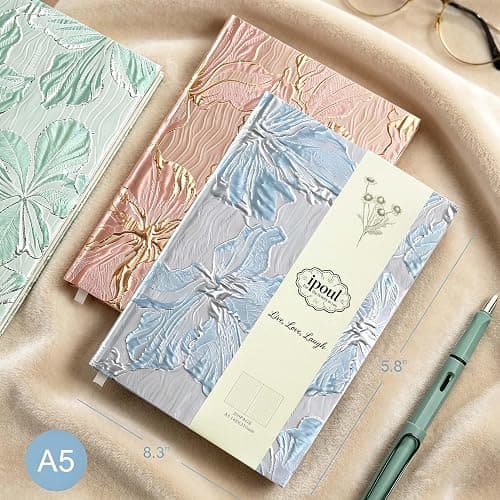 ipoul Hardcover Journal, Flower Notebook, A5, 6x8, Lined Pages, Lay-flat, Beautiful Journal for Women, Lily Flower, Blue Journal for Writing, Personal Notebook, Dream Journal, Self Care Journal thumbnail 3
