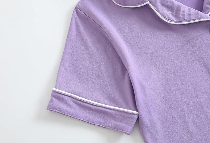 Vopmocld Unisex Kids Button Down Pajama Sets Short Sleeve & Shorts Solid Color Teens Outfit with Pockets Lounge Sets thumbnail 5