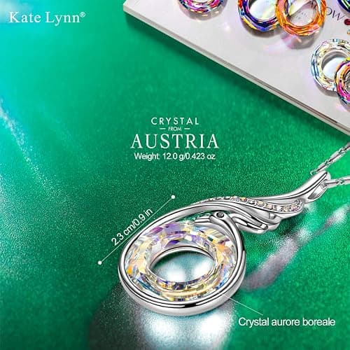 Kate Lynn "Rise From the Ashes Phoenix Necklace Made with Crystals from Austria, 18"+2" Necklace, Packaged with Jewelry Box, Birthday Gift for Women, Symbol of Luck and Renewal thumbnail 2