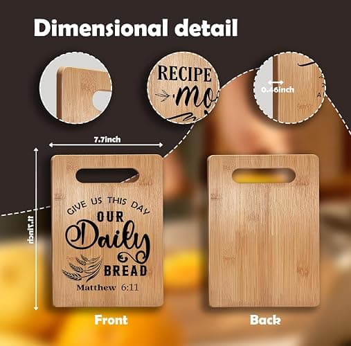 Absnfatu Christian Kitchen Decor, Give Us This Day Our Daily Bread Matthew 6:11 Bible Verse Cutting Board Chopping Board, Christian Religious Gifts for Women, Bamboo Cutting Boards for Kitchen thumbnail 3