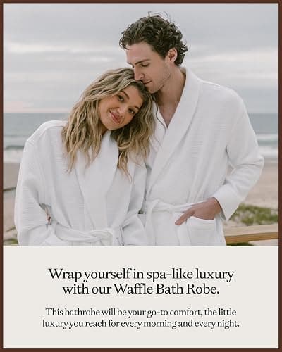 Cozy Earth Waffle Bath Robe - Lightweight Spa Robe with Pockets - 40% Viscose from Bamboo Blend thumbnail 3