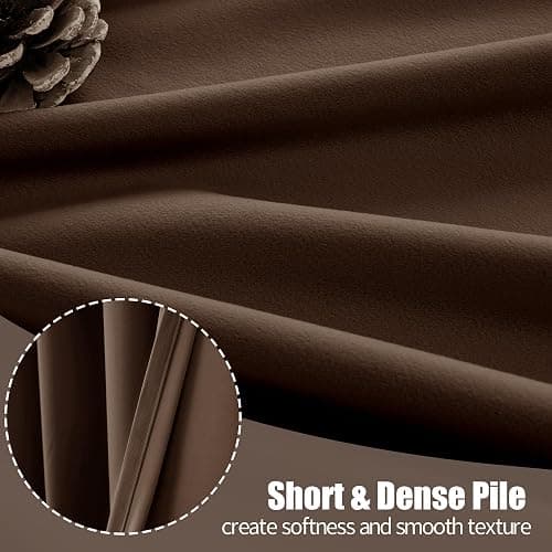 YoungsTex Dark Brown Velvet Curtains 84 Inch Length 2 Panels Set for Living Room, Chocolate Blackout Drapes Thermal Insulated with Grommet Privacy for Dining Bedroom, 2 Panels, 52 X 84 Inch thumbnail 7