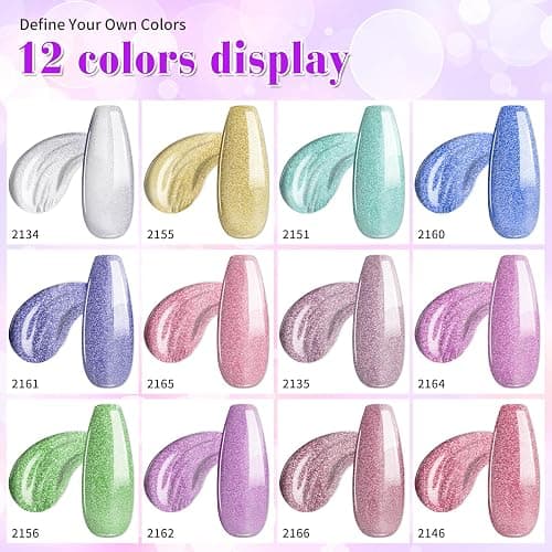 Clara Colors Vernis Semi Permanent Magnétique,9D Cat Eye Magnetic Vernis Gel Soak Off UV/LED Réfléchissant avec 12 Couleurs 8ml Auroras Diamond Effect Starter Set pour Salon Home DIY Art Gift thumbnail 4