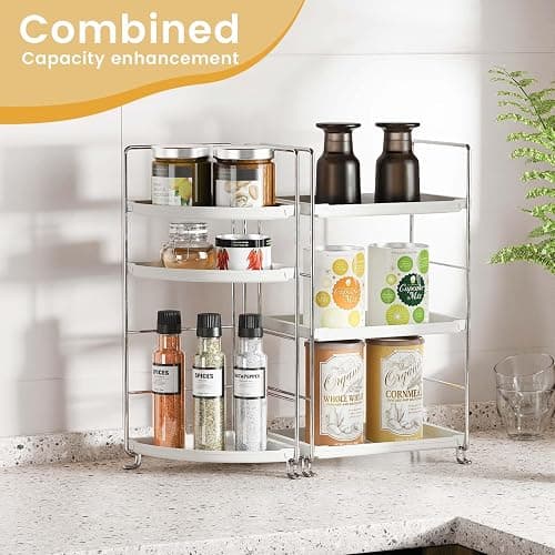 JANUS LiANG 3-Tier Bathroom Counter Organizer, Plastic Bathroom Organizer, Tool-Less Installation Makeup Vanity Tray, Bathroom Organizer Countertop Skincare Perfume Organizers (Chrome) thumbnail 5