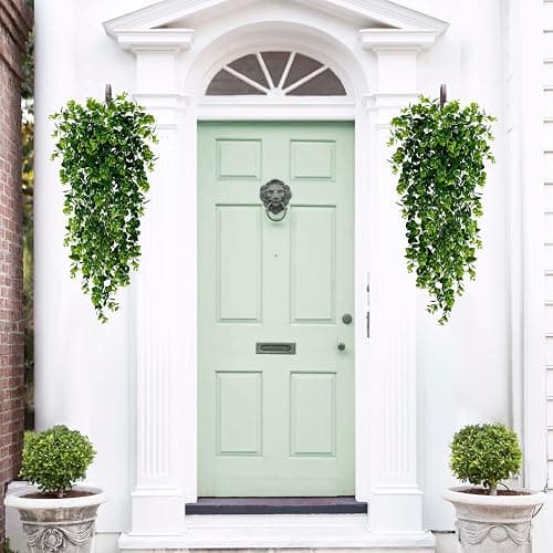 Waipfaru 4Pcs Fake Hanging Plants 2.7ft Fake Plants Eucalyptus Leaves UV Resistant Fake Vines Ivy Artificial Plants Outdoor Faux Plants Indoor Bedroom Living Room Boho Wall Porch Shelf Decor thumbnail 7