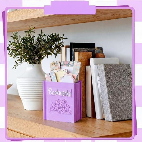 Resurhang 3D Printed Book Shaped Bookmark Holder Book Lover Gift, Purple | Bookish Accessories Office Desk Supply, Bookshelf Decor, Library Organizer, End of Year Librarian Teacher Women Bookworm Gift thumbnail 2