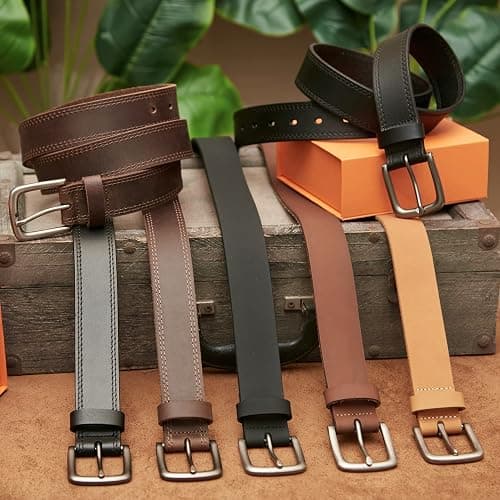 VATAN Men's Genuine Leather Casual Every Day Jeans Belts, Handmade Men Leather Belt with Gift Box thumbnail 7