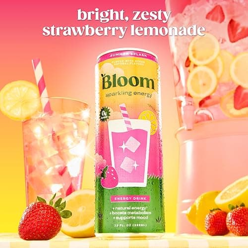 Bloom Nutrition Sparkling Energy Drink - Natural Caffeine, Zero Sugar, 180mg Caffeine - Antioxidant-Rich with Green Coffee Bean, Green Tea Extract, Prebiotics - All Stars Variety Pack - 12oz 12 Pack thumbnail 4