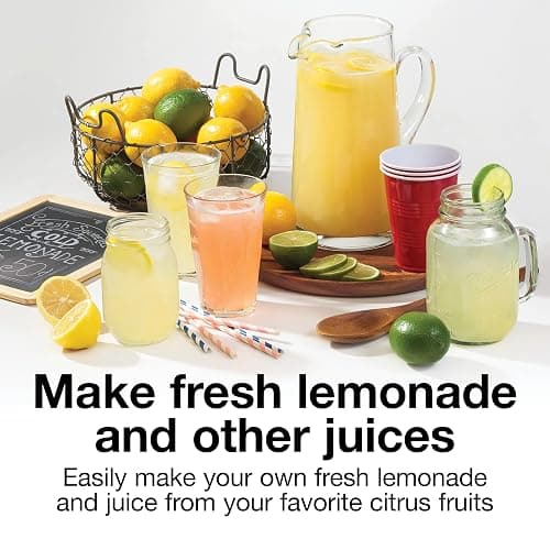 Proctor Silex Alex's Lemonade Stand Electric Citrus Juicer Machine, Large 34 oz. Pitcher, Pressure Activated, for Lemons, Limes and Oranges, 34 oz, Includes 2 Reamers & Recipe Book, Yellow (66341) thumbnail 3