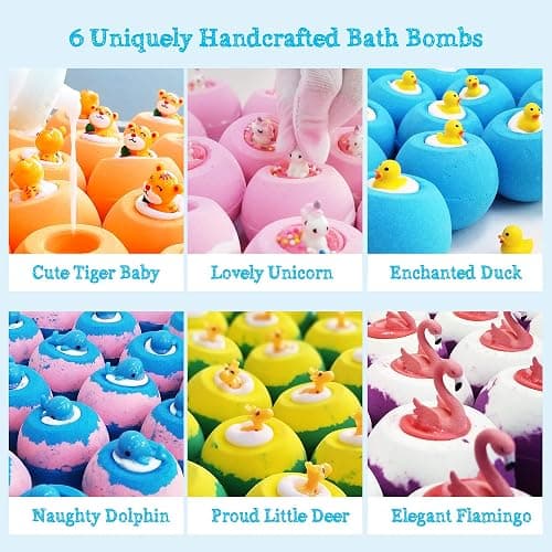 Aofmee Bath Bombs for Kids, Handmade Natural Bath Bombs with Toy Inside, Shea Cocoa Butter Moisturize, Spa Fizzies Bath Bomb Kit, Birthday Christmas Holiday Gifts for Women, Girls, Boys thumbnail 5