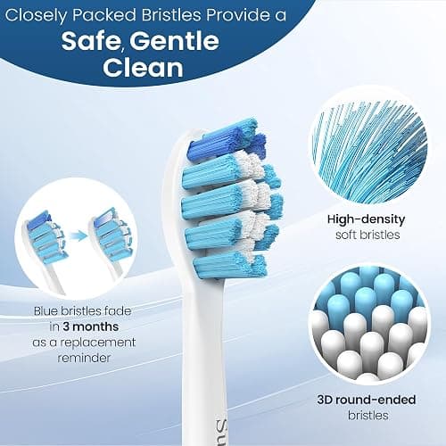 SuitShine Replacement Toothbrush Heads Compatible with Philips Sonicare and More Click-on Handles 8 Pack White thumbnail 3