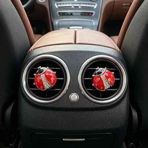 4 Pack Bling Crystal Ladybug Car Air Freshener Vent Clips, Cute Rhinestone Animal Auto Air Outlet Fragrance Diffuser, Decorative Car Interior Accessories for Women Girls, Creative Gift thumbnail 5