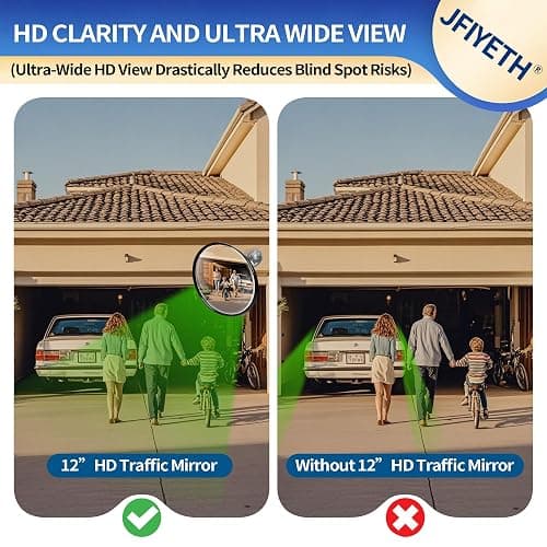 12-Inch Convex Safety Mirror– 160° Adjustable Wide Angle Acrylic Traffic Mirror for Driveway, Garage & Warehouse, Eliminate Blind Spots, Shatterproof Indoor/Outdoor with Easy Wall Mount thumbnail 2