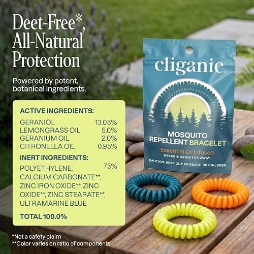 Cliganic 25 Pack Mosquito Repellent Bracelets for Adults & Kids - Natural DEET-Free Bands, Individually Wrapped thumbnail 6