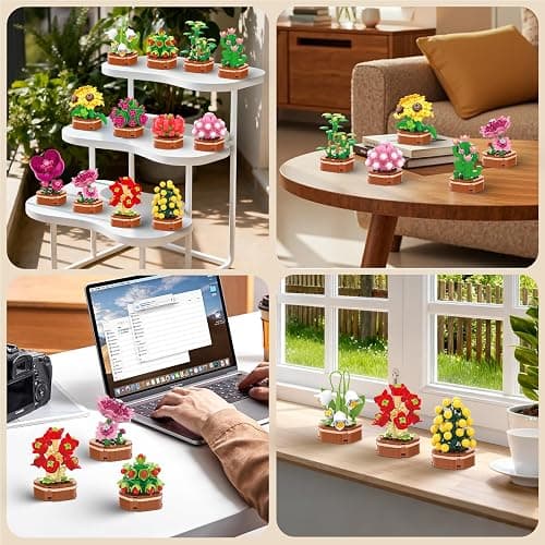 KOJAYHOL 12 Pack Flower Succulent Building Block Set, 1001 Pcs DIY Creative Flowers Bouquet Model Kit for Adults and Teens, Artistic Floral Home Decor, Perfect Christmas Birthday Gift for Loved Ones thumbnail 5