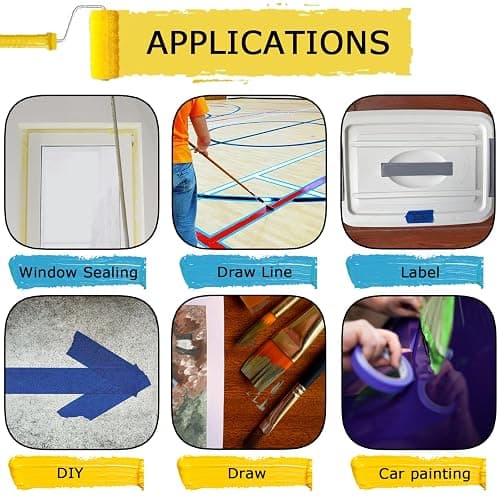 4 Rolls Premium Painters Tape, Blue Tape, Masking Tape, Paint Tape for Multi-Purpose, Painting, Painter's, DIY Crafts Arts (88yd =0.94IN*22yd*4) Decoration Labeling No Residue, Easy Removal thumbnail 4