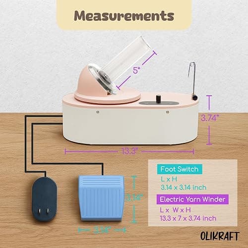 Olikraft Tabletop Electric Yarn Winder for Crocheting | Swift Electric Yarn Ball Winder Large Capacity | Ball Winders | Cake Winders | No Tensioner Included | No Clamp Required (Patented) thumbnail 3