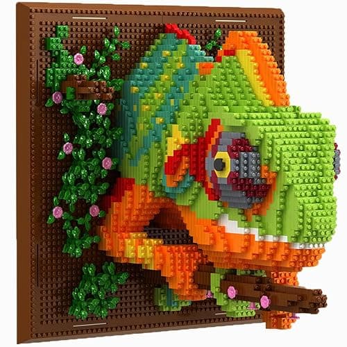 Chameleon Animal 3D Wall Art Micro Mini Building Blocks Set for Adults, Unique Home Wall Decor or Table Display, No Compatible with Lego, Ideal Birthday Christmas Toy Gift for Teens (2688 PCS) - Image 1