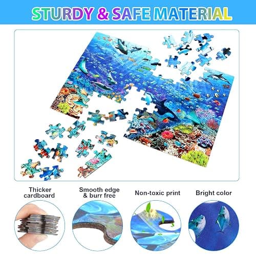 Puzzles for Kids Ages 4-8 6-8 8-10 Year Old - Underwater Scene - 100 Pieces Jigsaw Puzzle for Kids Learning Educational Puzzles for Boys Girls (with Sturdy Box) thumbnail 5