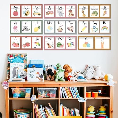 COCHIE Boho Alphabet for Classroom Wall Decorations Kindergarten Preschool, Alphabet Number Line Posters Bulletin Board Set of 12, Back to School ABC Letters Teacher Must Haves Supplies (Boho) thumbnail 5