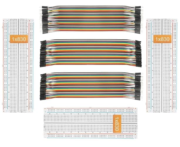 DEYUE 3 Set Standard Jumper Wires Plus 3 Set of Solderless Prototype Breadboard 830 tie Points Breadboard | 3 Set of M/F, M/M, F/F - Each 40pin Electronic Jumpers Wire - Image 1