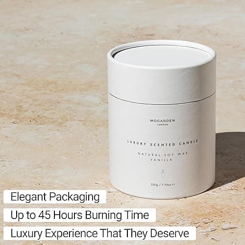 Luxury Vanilla Candle, Scented Candles Gifts for Women & Men, Vanilla Amber Floral Candle Natural Soy 220g - Brand Label thumbnail 6