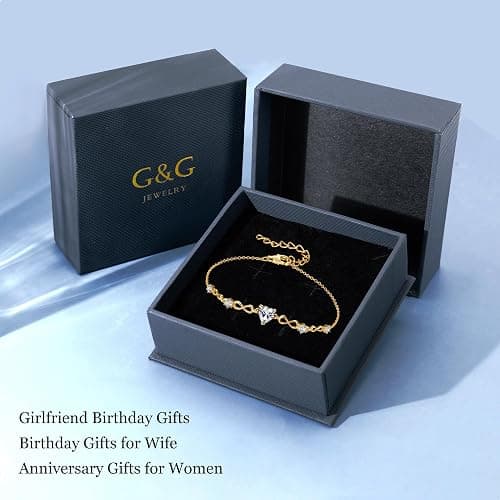 G&GEMSJEW Infinity Heart Birthstone Bracelets for Women, 925 Sterling Silver Women Charm Link Bracelet Adjustable, Birthday Anniversary Christmas Jewelry Gifts for Women Wife Mom Girlfriend Her thumbnail 6