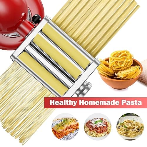 GVODE 3 in 1 Pasta Attachment for KitchenAid Stand Mixer, All Metal Pasta Maker KitchenAid Attachment, Pasta Sheet Roller, Spaghetti Cutter, Fettuccine Cutter Maker Accessories and Cleaning Brush thumbnail 8