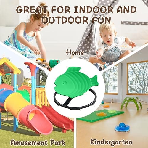 Sensory Spinning Chair for Kids with Autism & ADHD, Swivel Chair for Indoor/Outdoor Use, Sit and Spin Toys, Fish-Shaped Sensory Chairs for Autistic Children, Training Body Coordination (Green) thumbnail 7