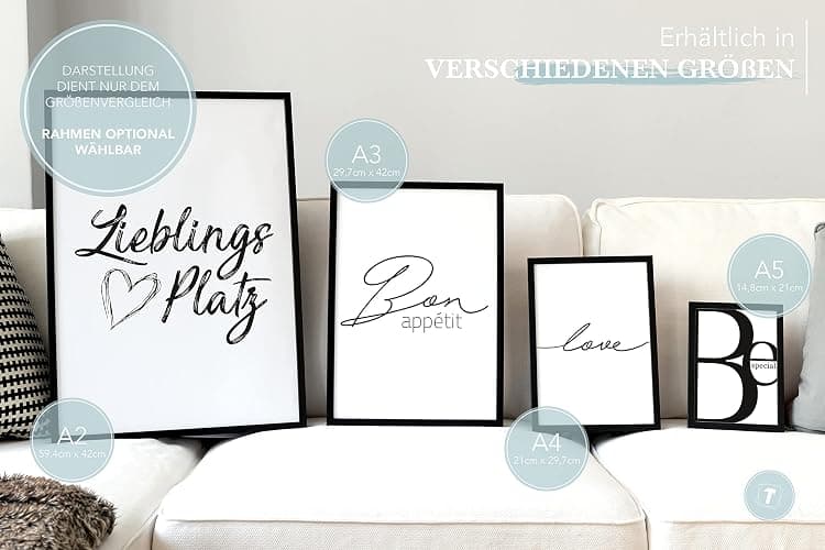 Papierschmiede® Typografie Poster, DIN A4 (21x30 cm), Wanddeko Wohnzimmer, Schlafzimmer, Küche, schwarz-weiß Bild mit Spruch OHNE Rahmen, Caps Fashion thumbnail 5