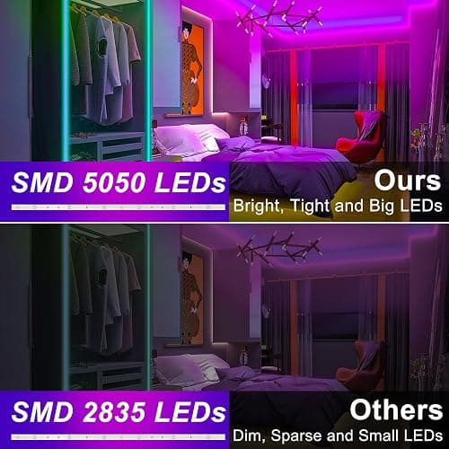 DAYBETTER 100ft Led Strip Lights for Bedroom with App Control Remote, 5050 RGB Led Lights for Bedroom, Music Sync Color Changing Strips for Room Party (2 Rolls of 50ft) thumbnail 2