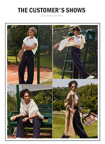 Aleumdr Women's High Waisted Drawstring Waist Wide Leg Sweatpants with Pockets Casual Loose Yoga Pants thumbnail 5